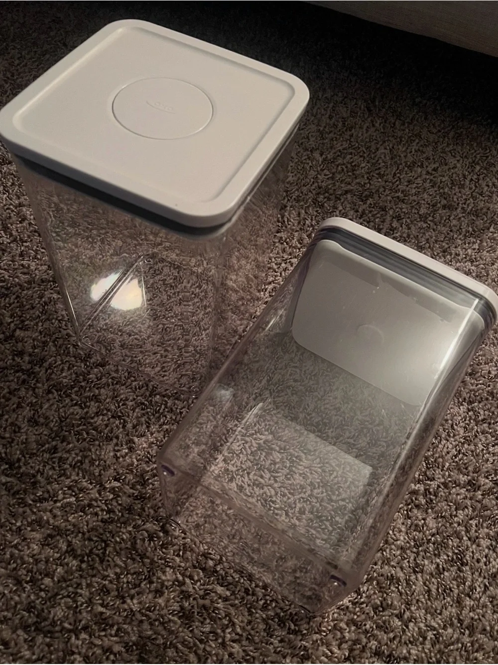 OXO Set of 2 pop containers clear 4.4 qt square airtight food storage